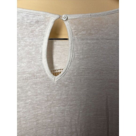 Loft White Boho Style‎ Short Sleeve Blouse With Crochet Detailing Womens XL NWT - Picture 7 of 10